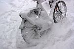 Fahrrad nach Schneesturm